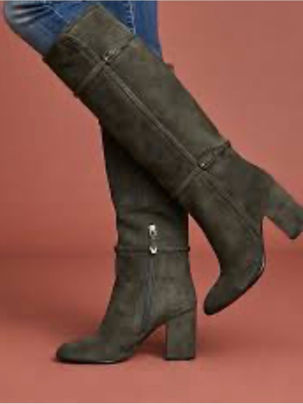 Bruno Premi Italian Suede Tall Heeled Boots Charcoal Gray - Anthropology